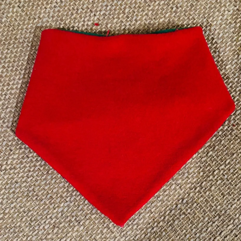 Christmas Cat Bandana Scarf is Reversable Sizes Small Handmade One of a Kind